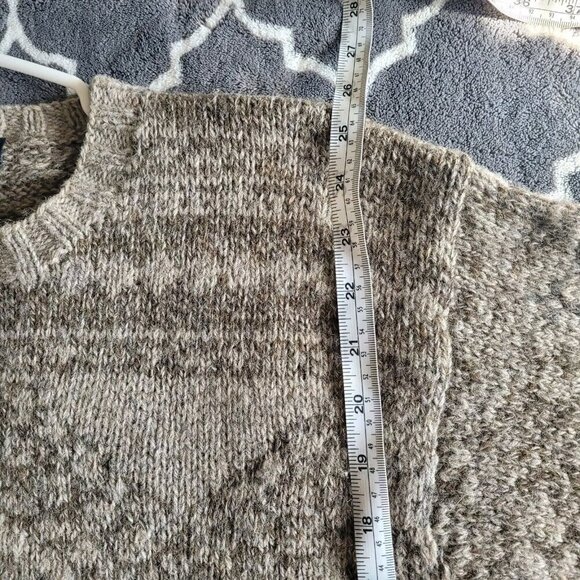 Faconnable Sweater Mens Crewneck 100% Wool Size Medium Brown Nordic Thermal - Picture 5 of 8